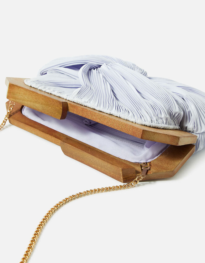 Pleat Wooden Frame Bag, Purple (LILAC), large