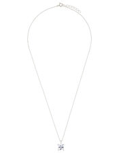 Sterling Silver Princess Cut Solitaire Necklace, , large