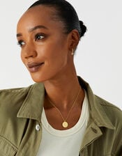 Gold-Plated Aztec Coin Pendant Necklace, , large