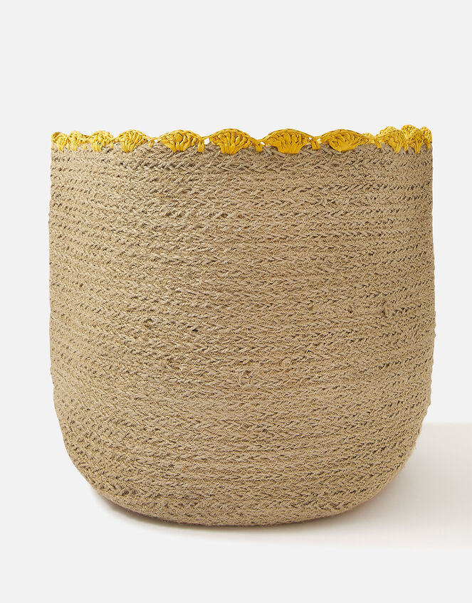 Jute Scallop Large Basket, , large