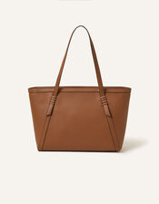 Artisanal Strap Detail Tote Bag, Tan (TAN), large