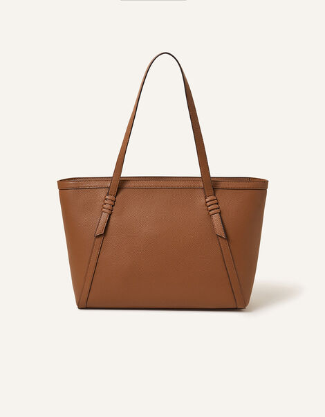 Artisanal Strap Detail Tote Bag, Tan (TAN), large