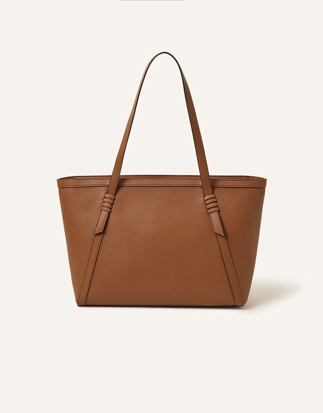 Artisanal Strap Detail Tote Bag, Tan (TAN), large