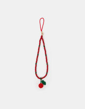 Beaded Cherry Wrist Phone Strap, , large