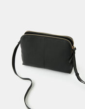 Monica Leather Double Zip Cross-Body Bag, , large