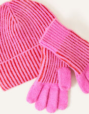 Girls Hat and Gloves Set, Pink (FUCHSIA), large