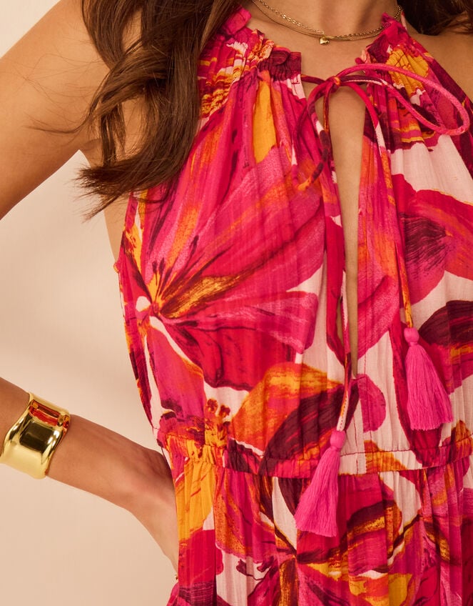 Halter Neck Floral Print Midi Dress, Multi (BRIGHTS MULTI), large