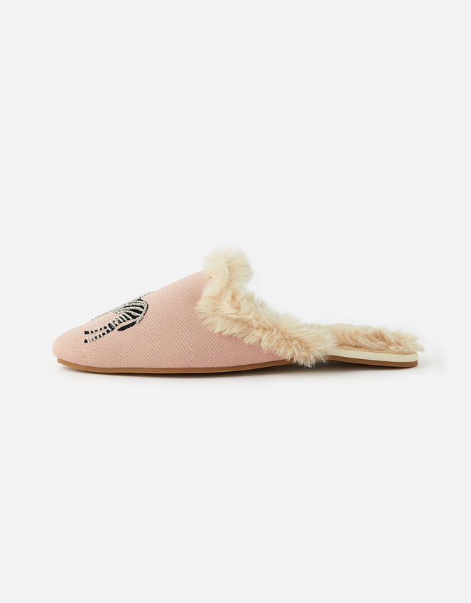 Zebra Fluffy Slippers, Pink (PALE PINK), large