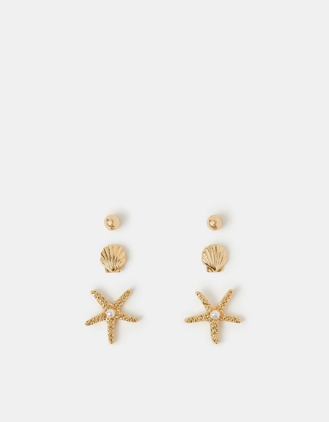 3-Pack Starfish Stud Earrings, , large