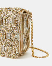 Embellished Fold Over Clutch Bag, Gold (GOLD), large