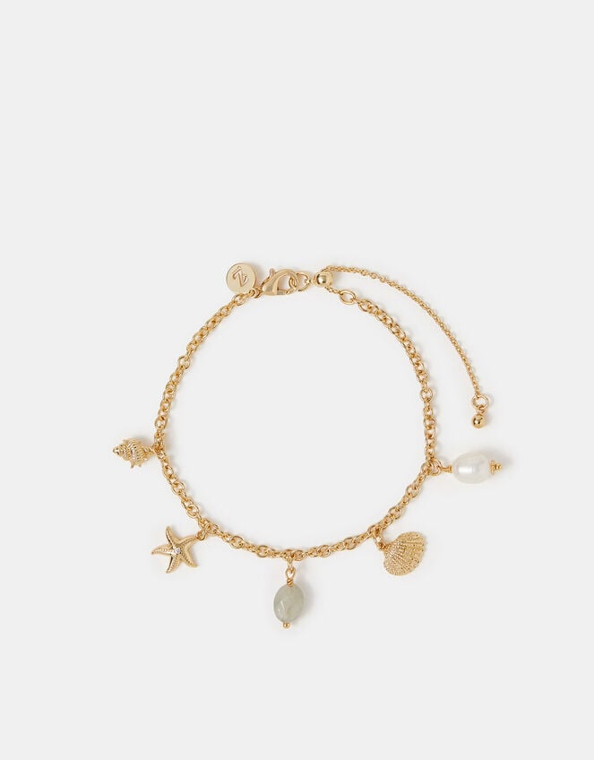 14ct Gold-Plated Ocean Charm Bracelet, , large