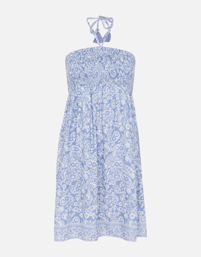 Paisley Bandeau Dress , Blue (NAVY), large
