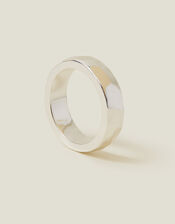 Sterling Silver-Plated Hammered Ring, Silver (ST SILVER), large