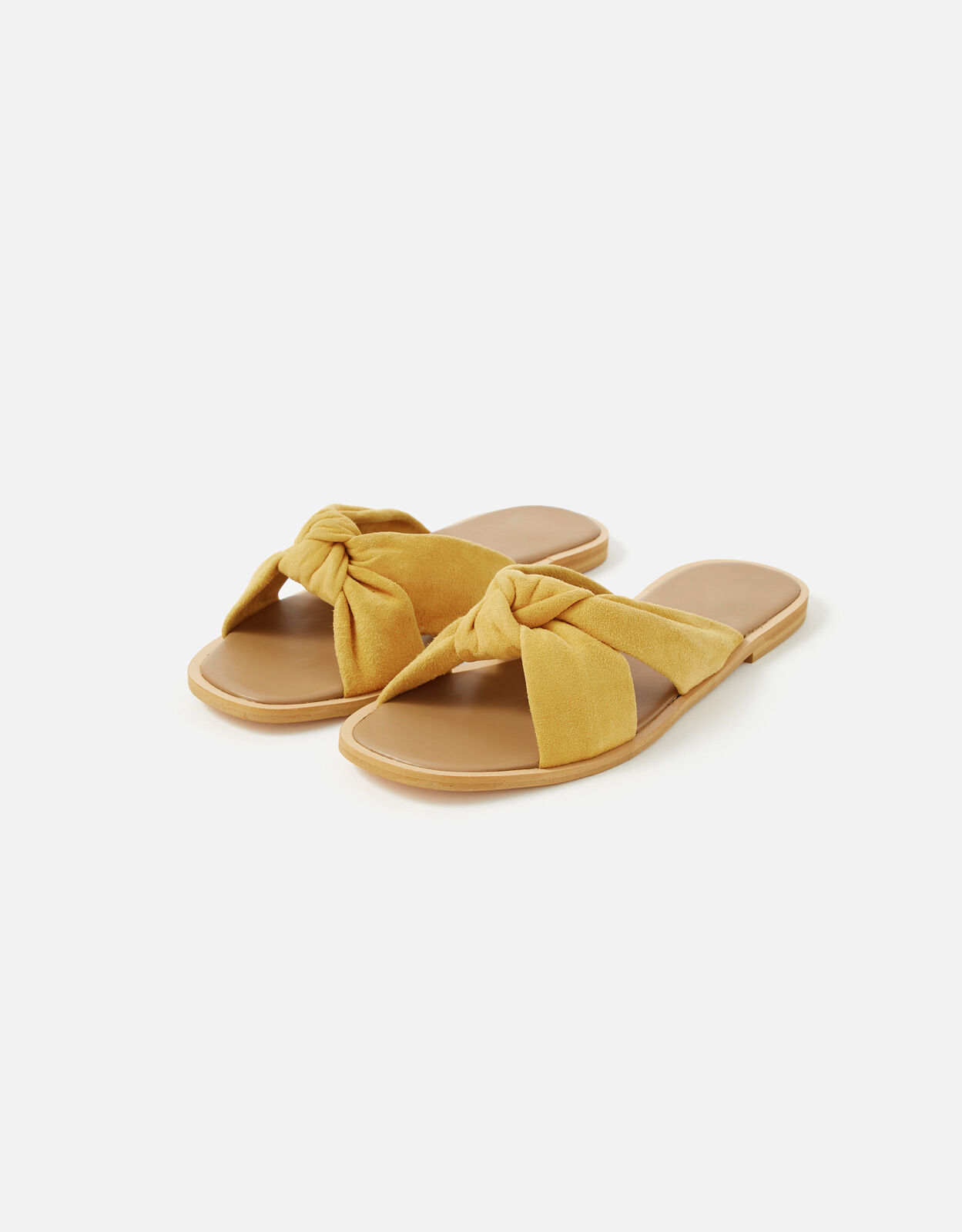 Leather Knotted Sliders Yellow