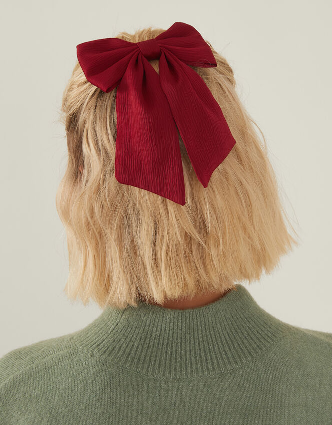 Textured Bow Hair Clip, , large