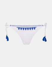 Embroidered Tie Bikini Bottoms, Blue (BLUE), large