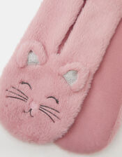 Girls Fluffy Faux Fur Cat Scarf, , large