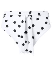 Polka-Dot High Waist Bikini Briefs, White (WHITE), large