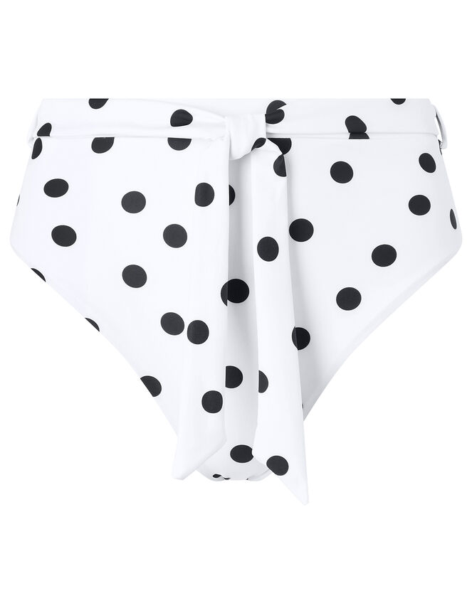 Polka-Dot High Waist Bikini Briefs, White (WHITE), large