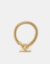 14ct Gold-Plated Snake Chain T-Bar Bracelet, , large