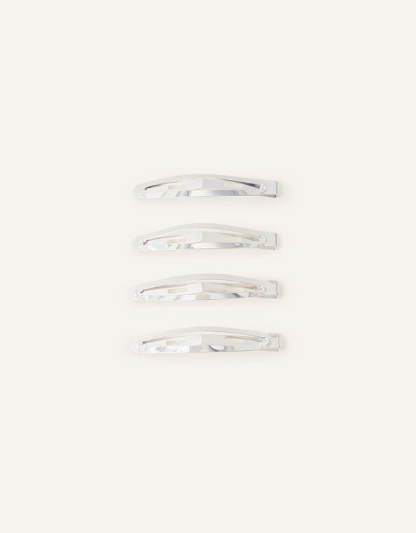 Metal Snap Hair Clips 4 Pack, Silver (SILVER), large
