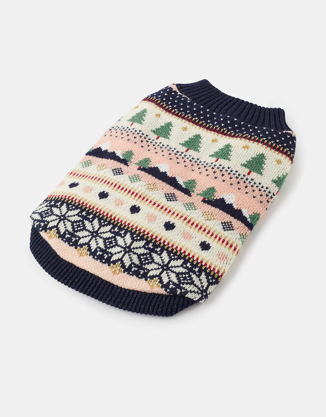Alpine Fair Isle Knit Dog Jumper, Blue (NAVY), large