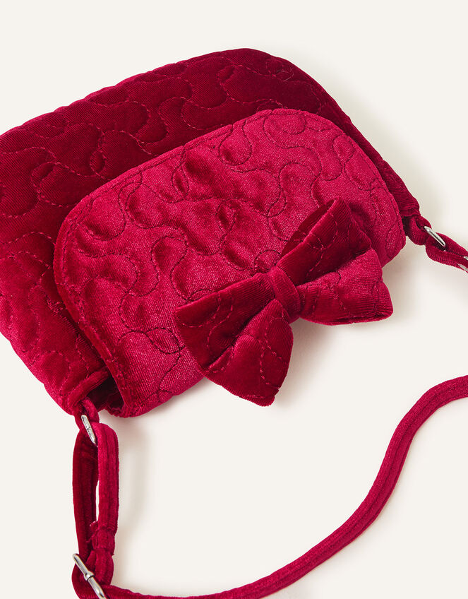 Girls Quilted Velvet Bag, Red (RED), large