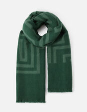 Geometric Super-Soft Blanket Scarf, Green (GREEN), large