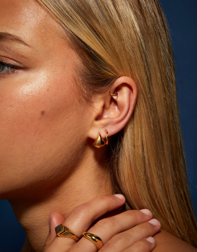 2-Pack 14ct Gold-Plated Twisted Hoop Earrings, , large