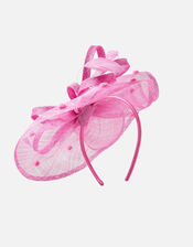 Polka Dot Sin Band Fascinator , Pink (FUCHSIA), large