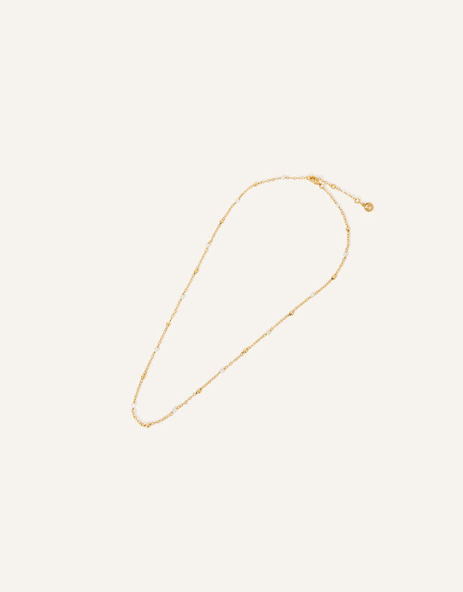 14ct Gold-Plated Pearl Beaded Necklace, , large