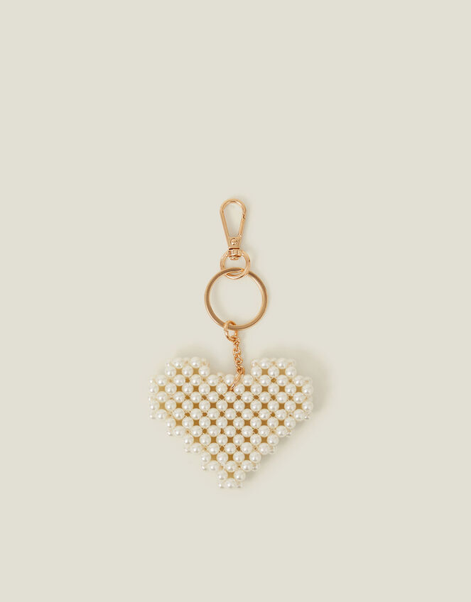 Pearl Heart Keyring, , large