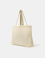 Embroidered Quilted Shopper Bag, , large