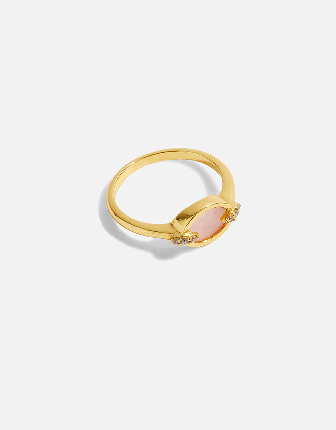 14ct Gold-Plated Rose Quartz Ring, Gold (GOLD), large