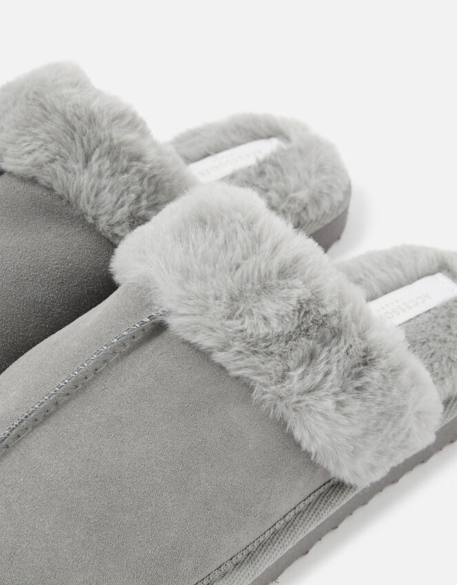 Suede Mule Slippers, Grey (GREY), large
