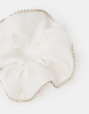 Girls Diamanté Trim Hair Scrunchie, , large