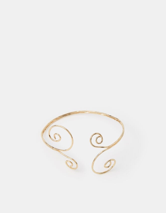 Swirl Metal Arm Cuff, Gold (GOLD), large