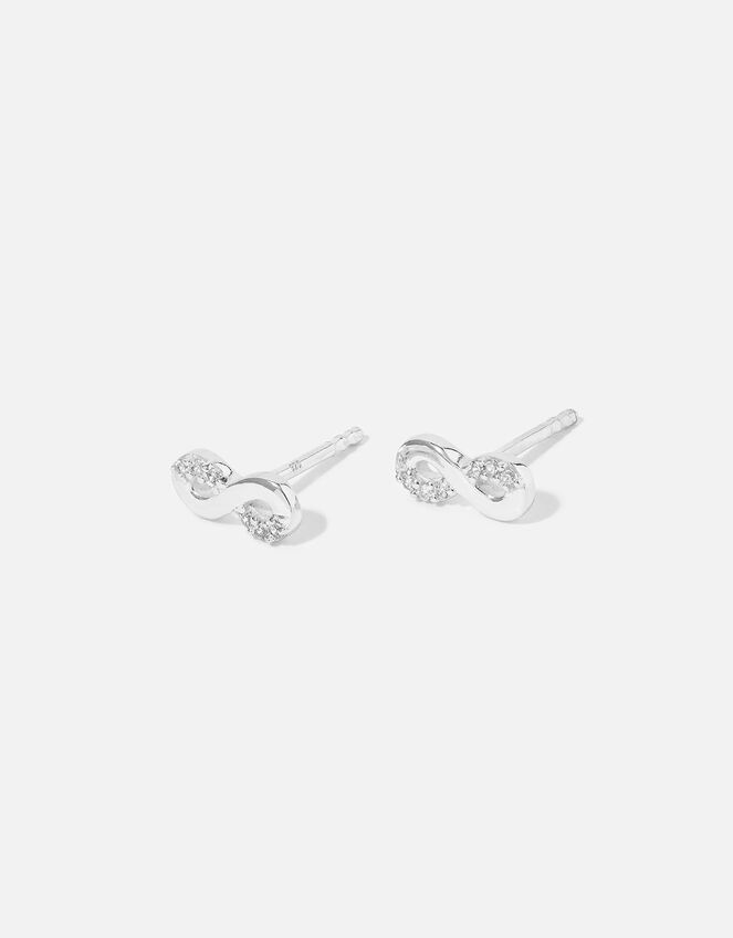 Sterling Silver Infinity Studs, , large