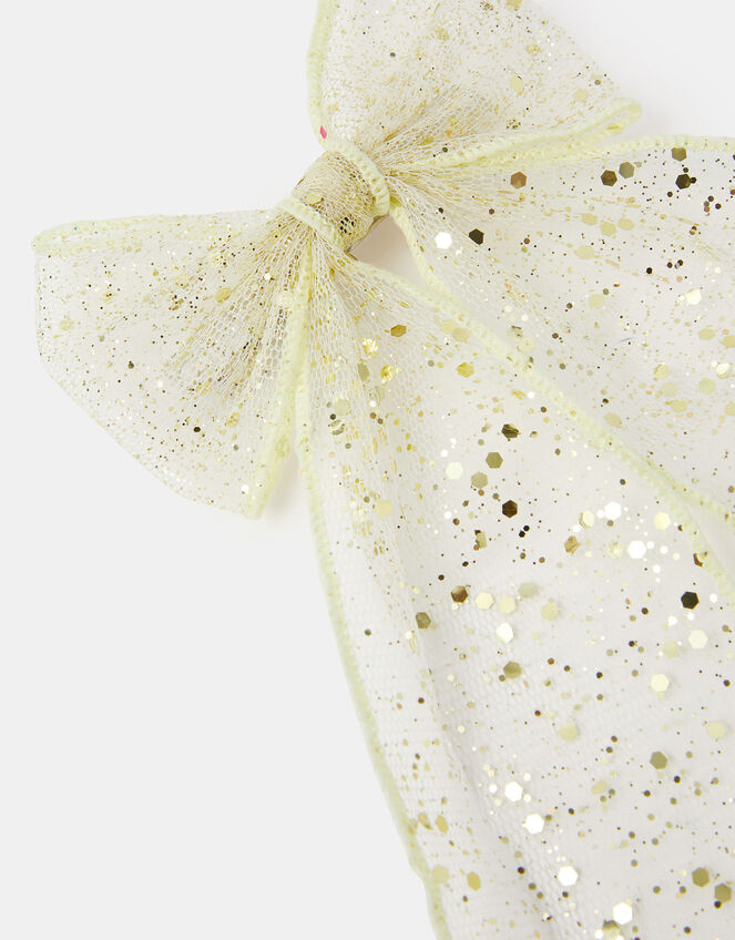 Girls Glitter Bow Barrette Hair Clip, , large