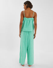 Embroidered Stripe Long Pyjamas Set, Green (GREEN), large