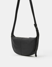 Leather Sling Crossbody Bag, Black (BLACK), large