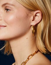 14ct Gold-Plated V-Shaped Hoop Earrings, , large