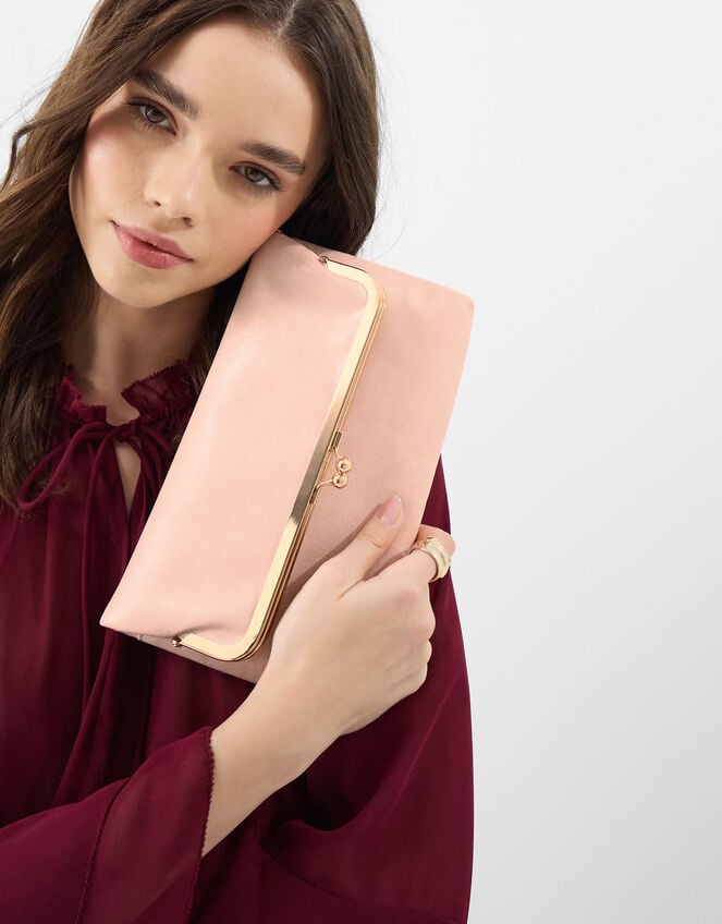 Fold Over Clip Frame Clutch Bag, , large