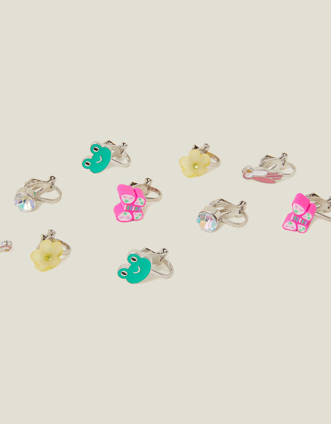5-Pack Girls Safari Clip-On Earrings, , large