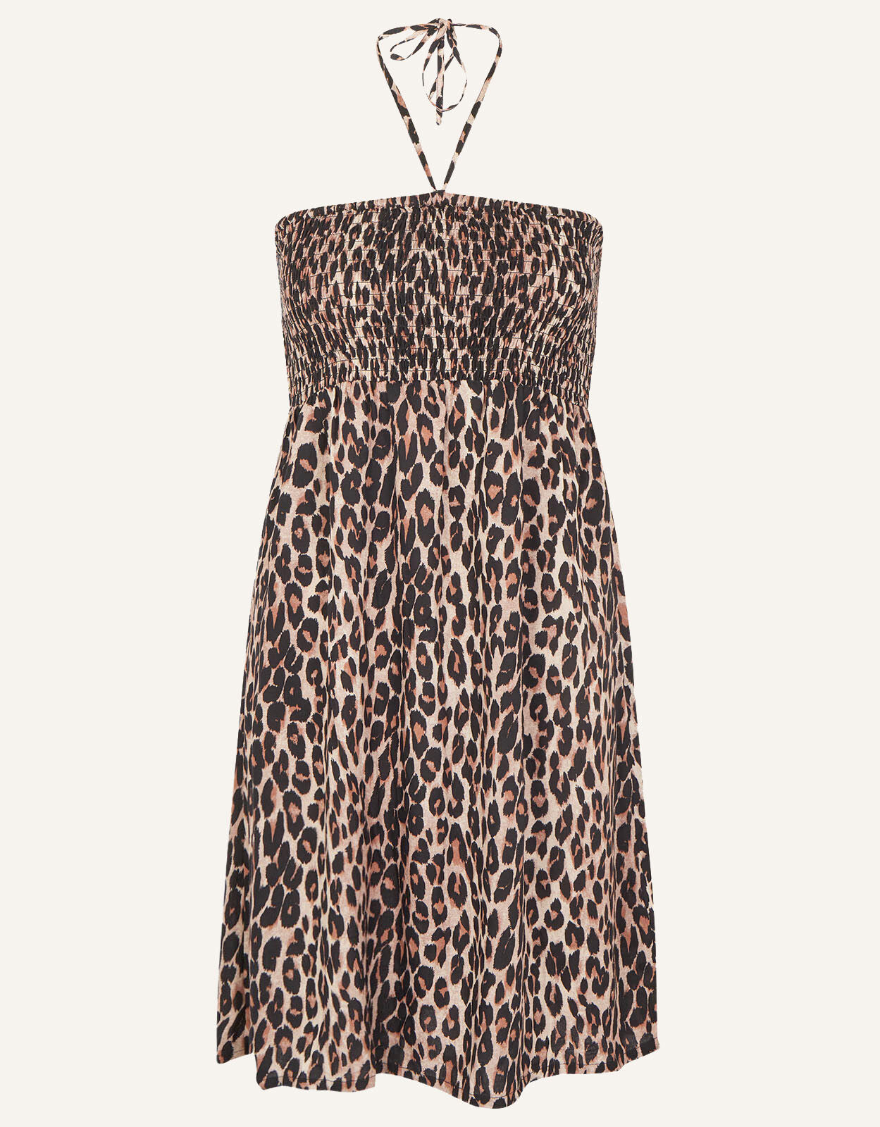 Leopard Print Bandeau Dress Brown