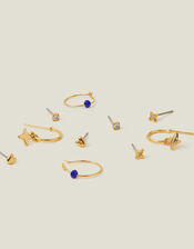 5-Pack 14ct Gold-Plated Stud and Hoop Earrings, , large