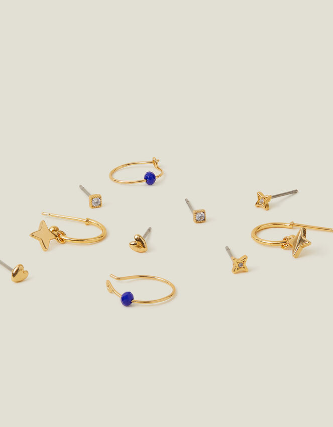 5-Pack 14ct Gold-Plated Stud and Hoop Earrings, , large