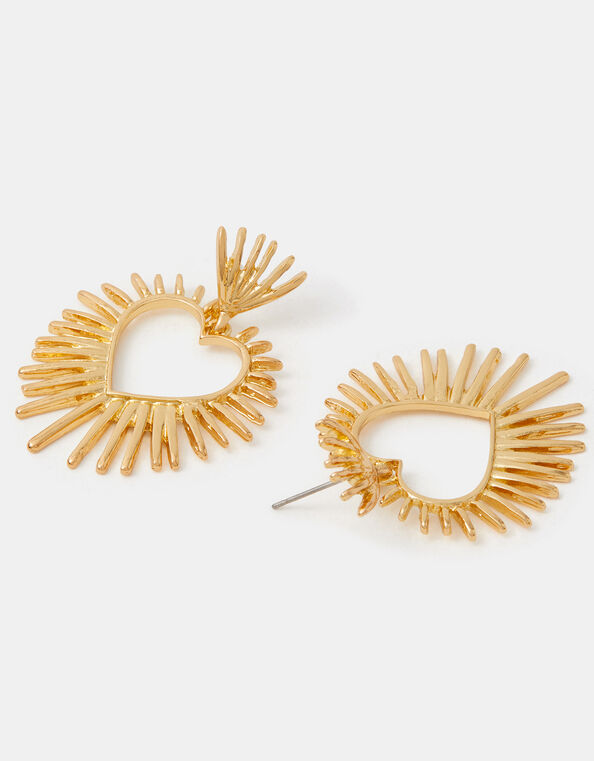Sun Beam Heart Short Drop Earrings, , large