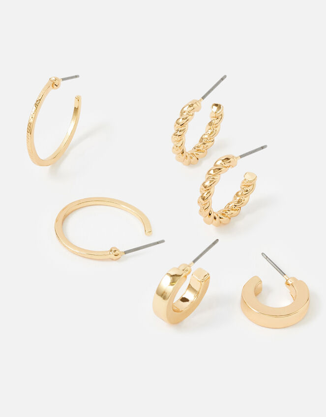 Twisted Chunky Hoops Set of Three, , large