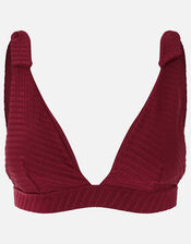 Knot Shoulder Triangle Bikini Top, Red (BURGUNDY), large